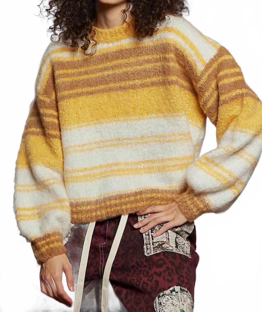 NEW POL round neck striped sweater in yellow multi
